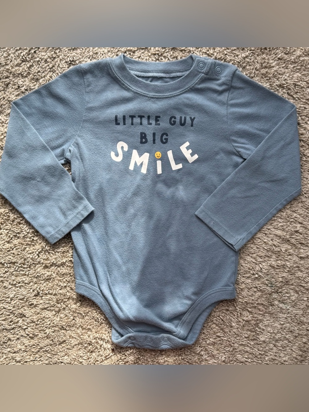 Garanimals Little Guy Big Smile Long Sleeve Bodysuit Blue 24M